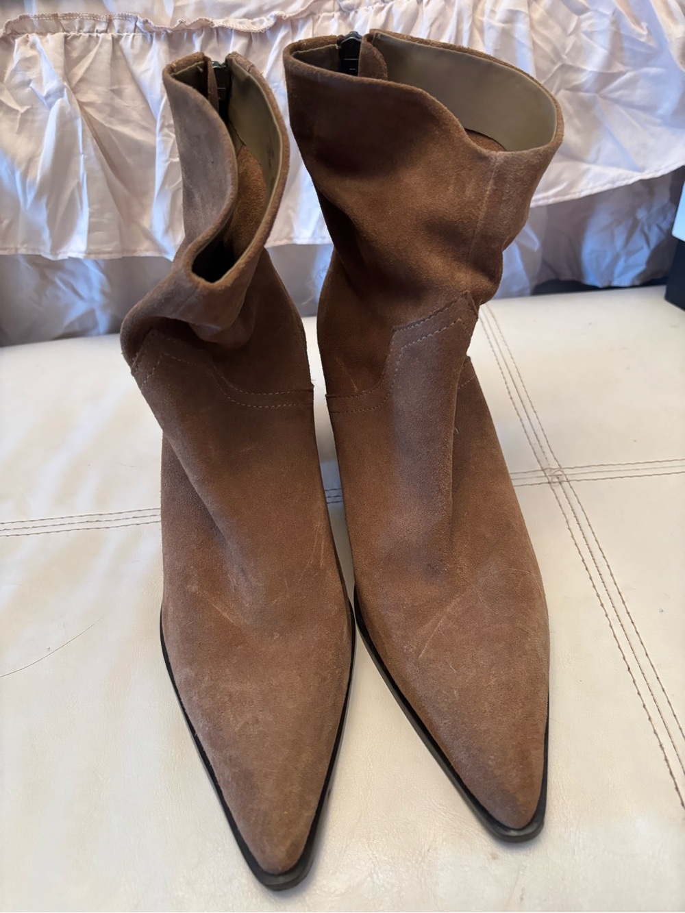 Brown Suede Pointed Toe Women's Ankle Boots